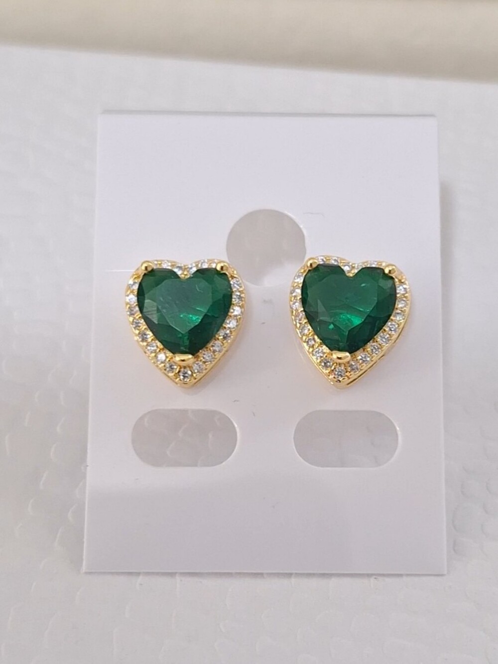 Emerald diamond cut heart shape stud earrings